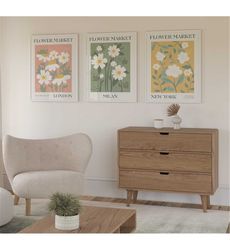 Flower Market Prints, Set of 3, Exhibition Posters,