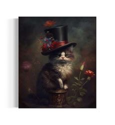 Victorian Cat Painting | Vintage Cat Art, Fancy