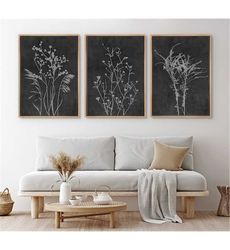 Framed Canvas Wall Art Set Wildflower Floral Botanical