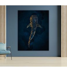 Whale Shark Gold Canvas, Ocean Wall Art, Marine
