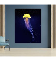 jellyfish wall decor, modern canvas art, sea creature