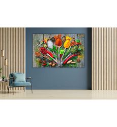 Colorful Spice Collection Canvas, Kitchen Wall Art, Food