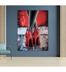 Red Stilettos Canvas Print, Fashion Poster, High Heels