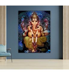 ganesha canvas art print, hindu elephant god, spiritual