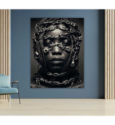 Ethnic Woman in Chains Canvas Art, African American