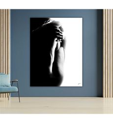 Woman Nude Silhouette Canvas, Contemporary Wall Art, Minimalist