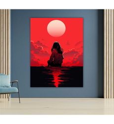 girl and moon canvas print, lost hope wall
