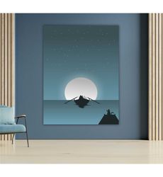 Romantic Cats Canvas at Sea, Jealous Cat Art,