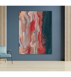Abstract Blood Lake Canvas Art, Contemporary Wall Decor,