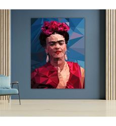 Frida Kahlo Portrait Canvas, Mexican Art Decor, Wall