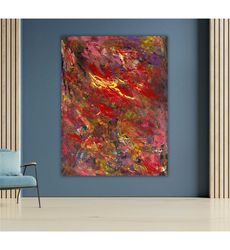 Abstract Brushstroke Canvas, Deep Colors Wall Art, Modern