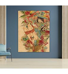 witch anime canvas art, wall decor, witchcraft, magical