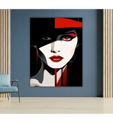 woman in red hat canvas art, women portrait