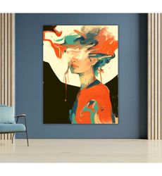 Illusion Woman Canvas, Abstract Art, Modern Wall Decor,