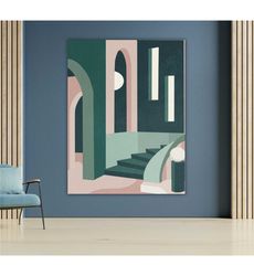 architectural illustration canvas, home decor wall art, modern
