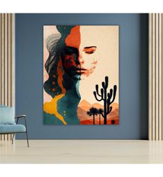 woman in landscape canvas art, nature inspired painting,