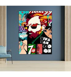 van gogh pop art canvas, colorful abstract painting,