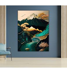 abstract mountains canvas, modern wall art, mountain landscape