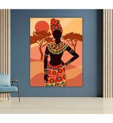 woman in landscape canvas, nature art print, wall