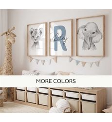 Set of 3 Jungle Animal Personalized Name Wall