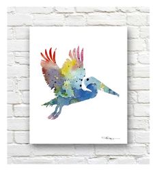 Pelican Art Print - Abstract Watercolor Painting -
