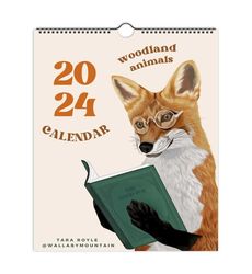 2024 Animal Wall Calendar, Woodland Animal Calendar, Calendar