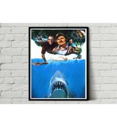 Jaws Steven Spielberg White Shark Fisherman Boat Horror