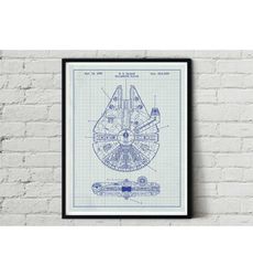 Star Wars Millenium Falcon Blueprint Sketch Draw Darth
