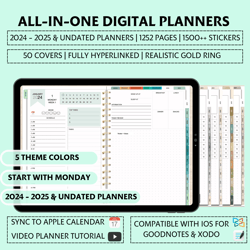 Digital Planner 2024 – 2025 & Undated Digital Planners, 5 Theme Colors – ChartSheets