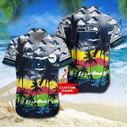 buy seattle seahawks nfl gift for fan personalized hawaiian graphic print
