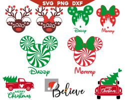 Disney Mickey & Minnie Christmas Svg, Peppermint Candy Cane Svg, Disney Christmas Tree Svg, Merry Christmas Svg