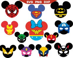 Superhero Mickey SVG PNG, Layered Mouse Superhero Svg, Cartoon Mickey Ears Svg, Super Hero Svg Png