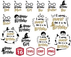 Harry Potter Birthday Svg, Harry Potter svg, HP Hogwarts Alumni, Wizard svg, Magic Wand Symbol svg, Wizardy Houses