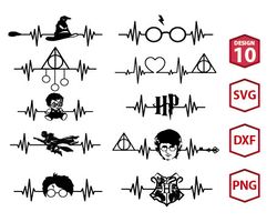 Magic Wizard Svg, Harry Potter Cardiogram Svg, Magic Wizard Svg, School Movie Bundle, Wizard SVG