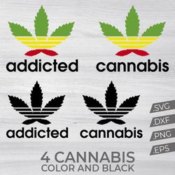 Cannabis Addicted Svg, Marijuana Svg, Weed Svg, Cut File Pot Silhouette, Addicted SVG Design