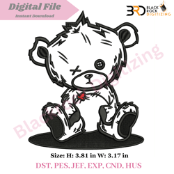 Beaten Teddy Bear Embroidery Design | Instant download