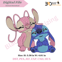Stitch and Angel Embroidery Design File | Instant download