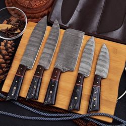 Beautiful Handmade Kitchen Chef Knives Set / Damascus Steel Chef Knives Set / Best Gift For Her