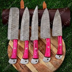 hand forged kitchen knives set , damascus steel chef knives set , best for kitchen use