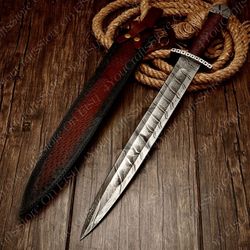 24 Inches Long Damascus Steel Vikings Sword , Best For Gift Presentation & Collection