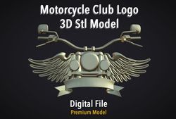 Motorcycle Club Logo 3D Stl Model for Cnc Router or 3D Printer File