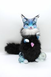 Cat lynx art doll collectible toy zverikitoys cat