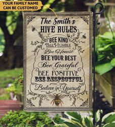Personalized Bee Hive Rules Custom Garden House Flag