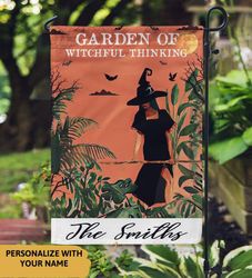 Personalized Garden Of Witchful Thinking Witch Garden House Flag