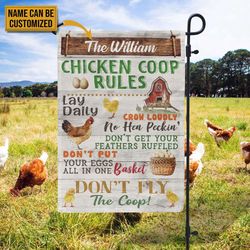 Personalized Chicken Coop Rules Garden House Flag