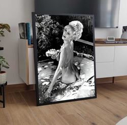 Brigitte Bardot Bathtub Poster, Black and White Wall Art, Gift