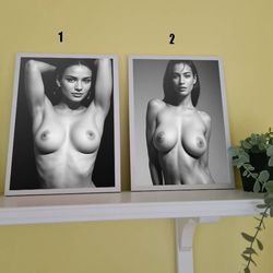 Portrait of Women Film Poster, Nude Breast, Vintage Print, Wall Art, Home Decor Black and White, Gift