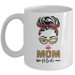 Mom mode Buffalo Red Plaid Leopard Funny Mug
