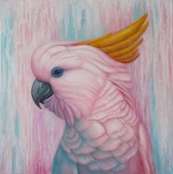 Parrot bird painting Abstract cockatoo wall art Canvas oil original painting Colorful parrot painting Contemporary