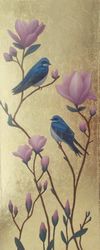 Bird painting on canvas Swallows Gold leaf art Minimalism birds Animalistic Narrow canvas